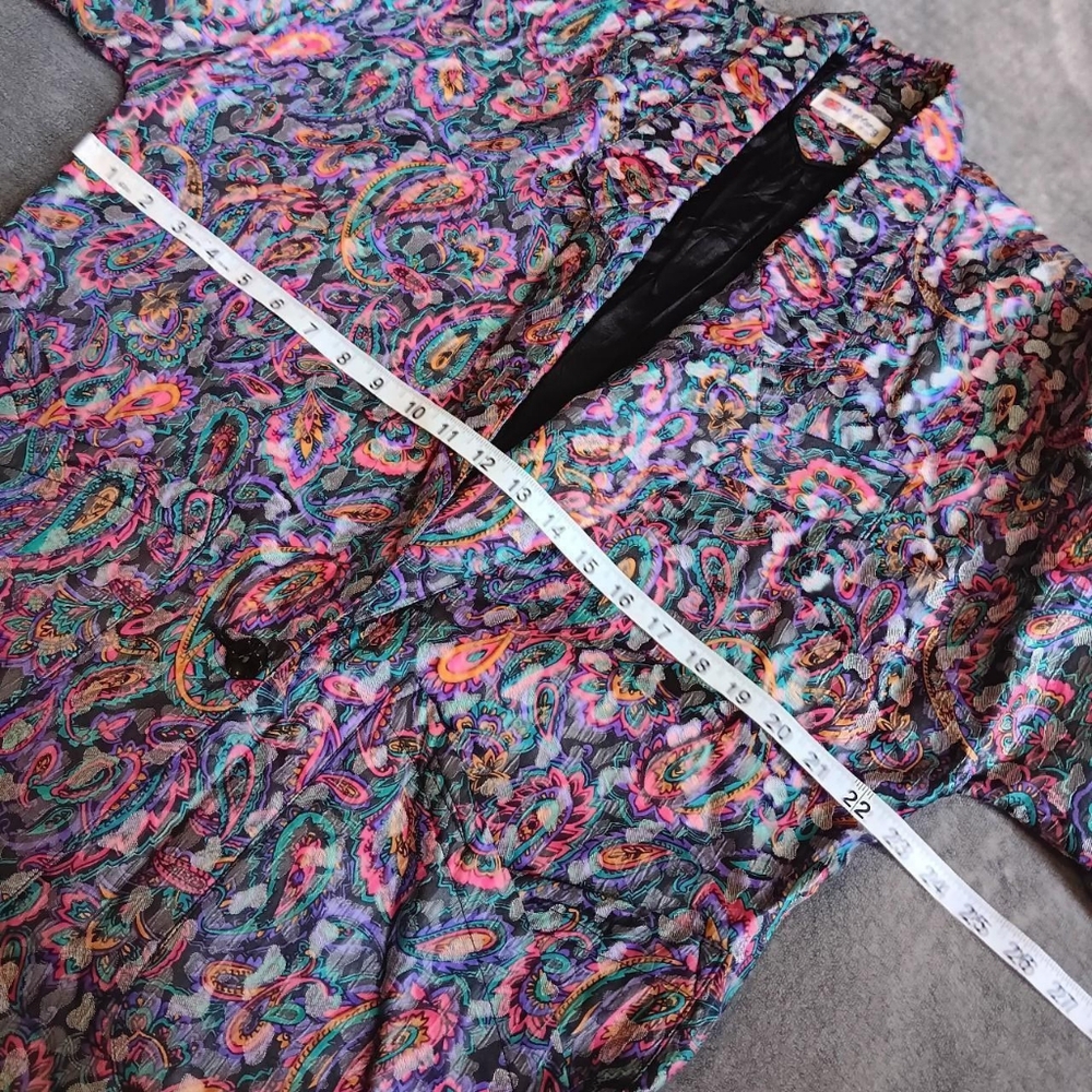 Vintage Mun Yang Multicolor Blazer Jacket, Loud Funky Busy Print Suit Coat XL+ - Picture 5 of 9